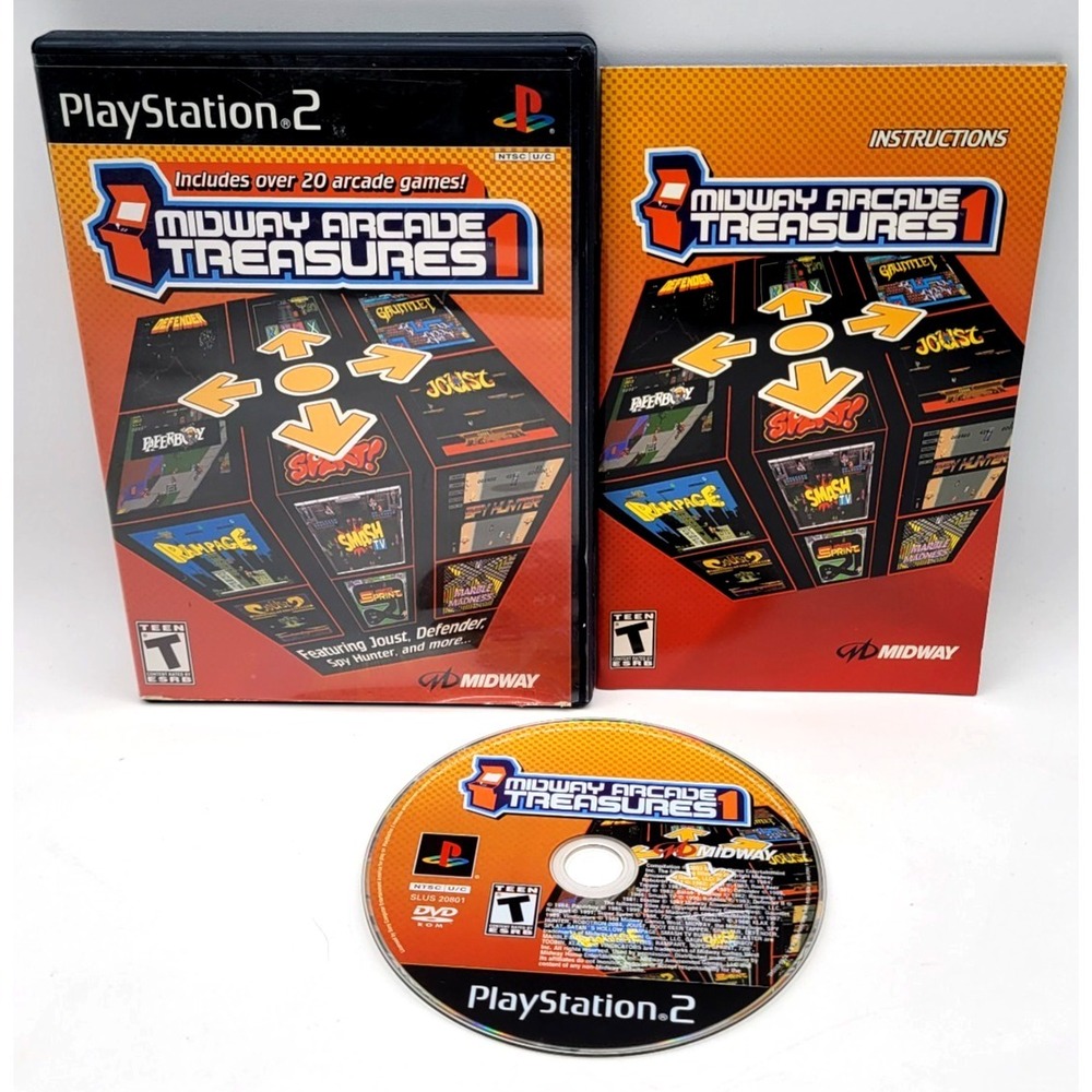 Midway Arcade Treasures 1 (PlayStation 2 PS2, 2003) CIB COMPLETE IN BOX REG CARD